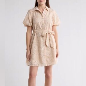 NWT Sam Edelman Embroidered Eyelet Puff Sleeve Mini Dress Size 14